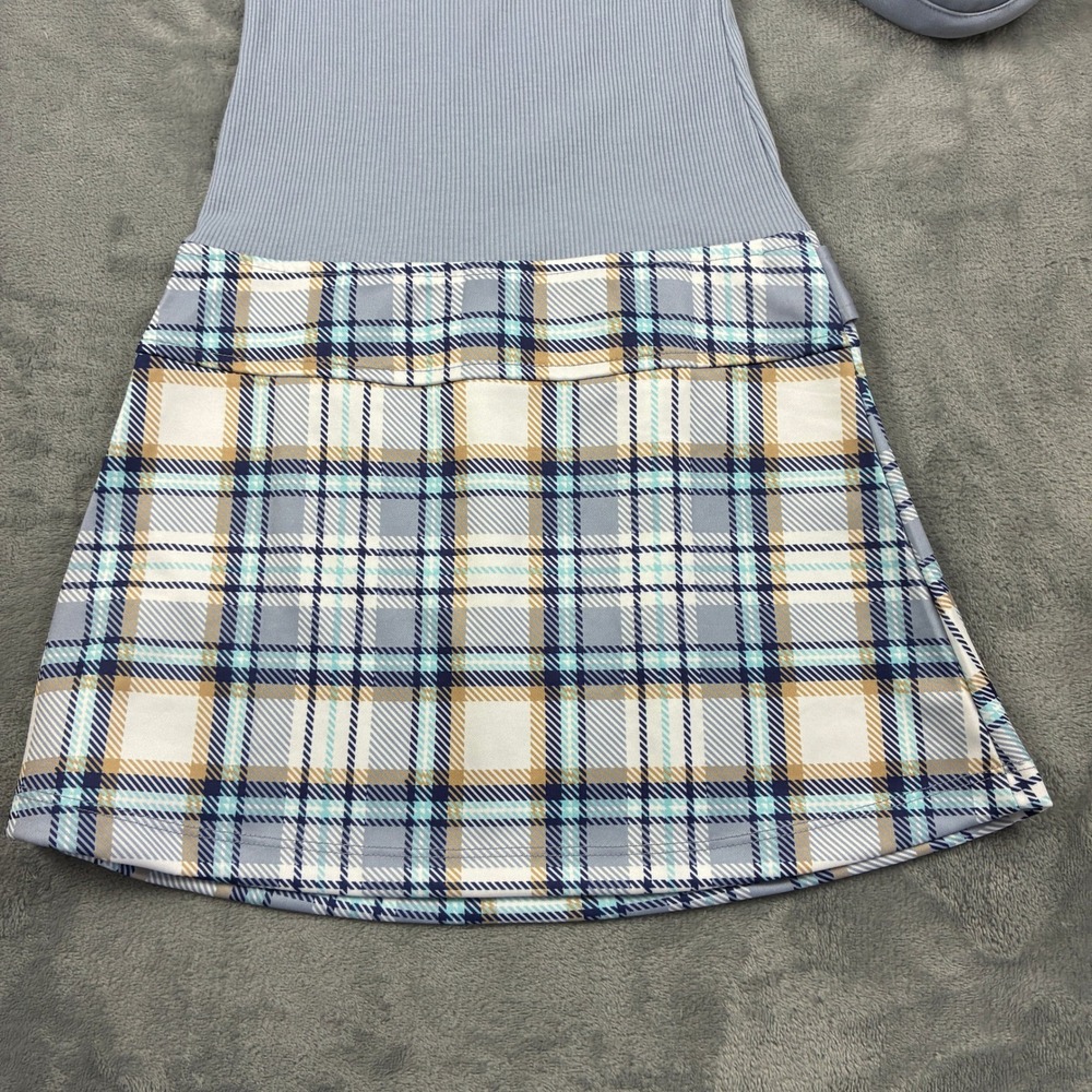 NWOT Lilt Girls Blue Ribbed Fox Glitter Plaid‎ Dress with Matching Purse Size 6X - Picture 14 of 16